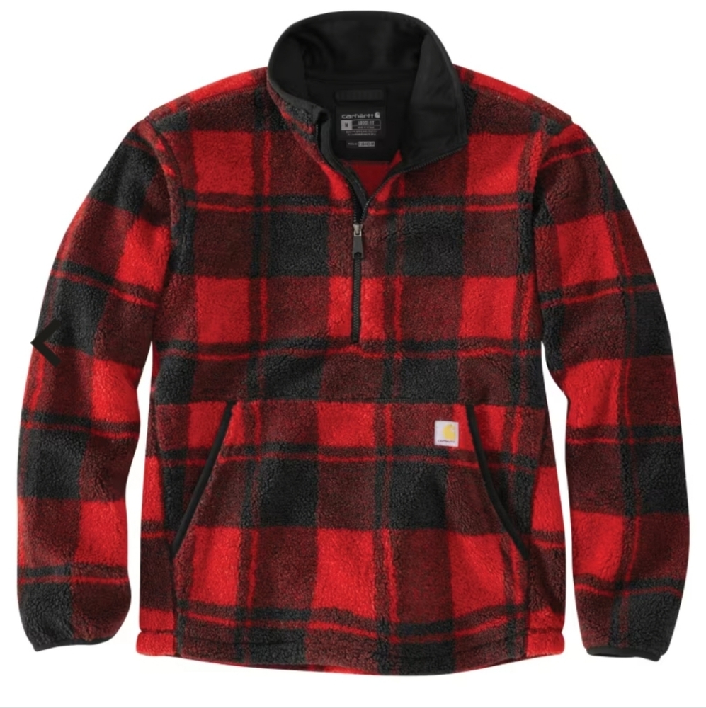 NWT Carhartt Plaid Sherpa Pullover L